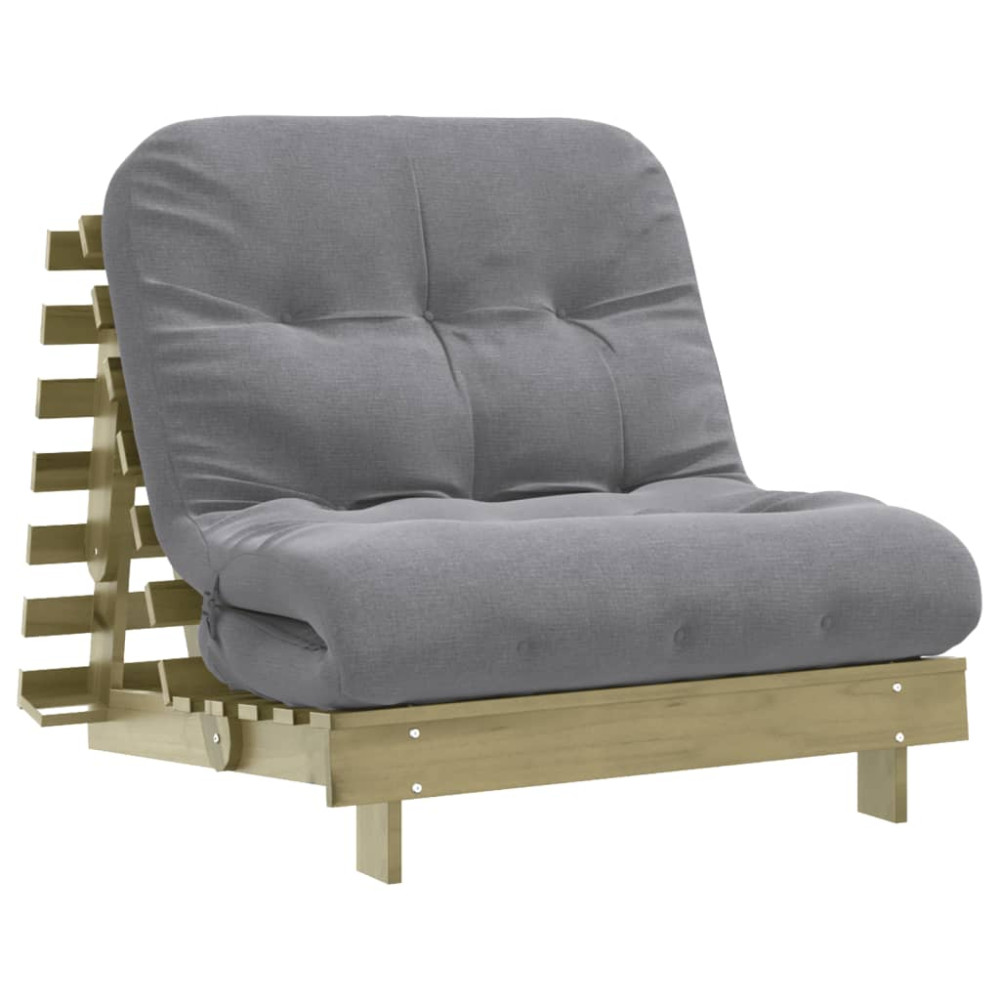 Produktbild för Futonbäddsoffa med madrass 90x206x11 cm impregnerad furu