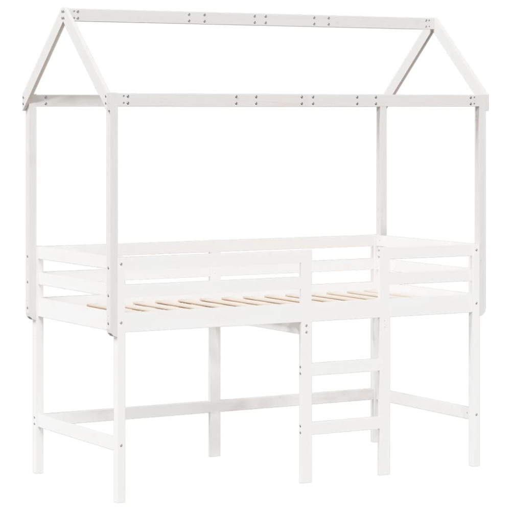 Produktbild för Tak till barnsäng vit 217x85,5x154 cm massiv furu