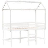Produktbild för Tak till barnsäng vit 217x85,5x154 cm massiv furu