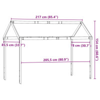 Produktbild för Tak till barnsäng vit 217x85,5x154 cm massiv furu
