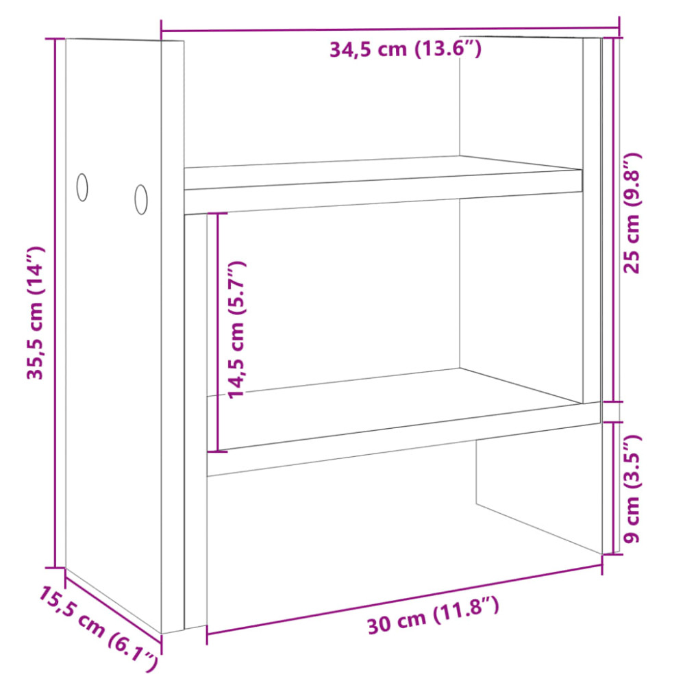 Produktbild för Skrivbordshylla vit 34,5x15,5x35,5 cm konstruerat trä