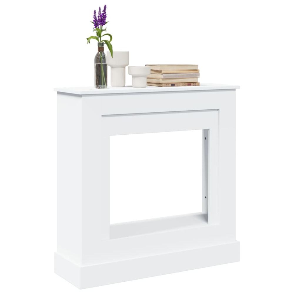 Produktbild för Spiselkrans vit 90x30x90 cm konstruerat trä