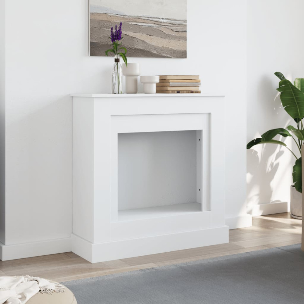Produktbild för Spiselkrans vit 90x30x90 cm konstruerat trä