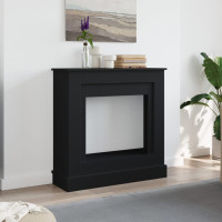 Produktbild för Spiselkrans svart 90x30x90 cm konstruerat trä