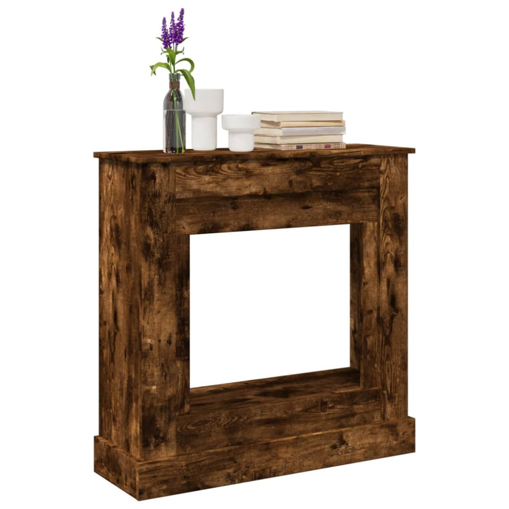 Produktbild för Spiselkrans rökfärgad ek 90x30x90 cm konstruerat trä