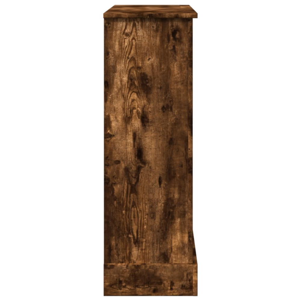 Produktbild för Spiselkrans rökfärgad ek 90x30x90 cm konstruerat trä