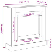Produktbild för Spiselkrans rökfärgad ek 90x30x90 cm konstruerat trä