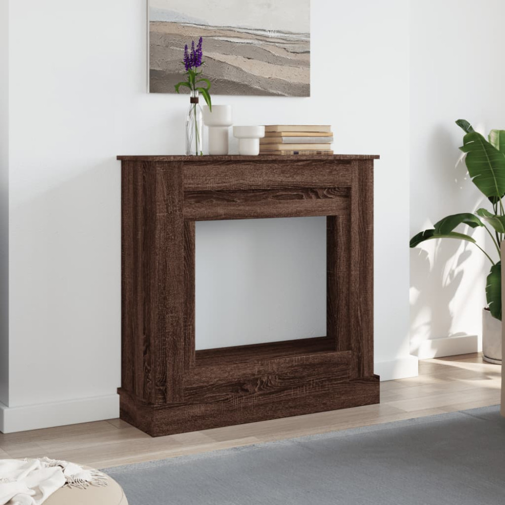 Produktbild för Spiselkrans brun ek 90x30x90 cm konstruerat trä