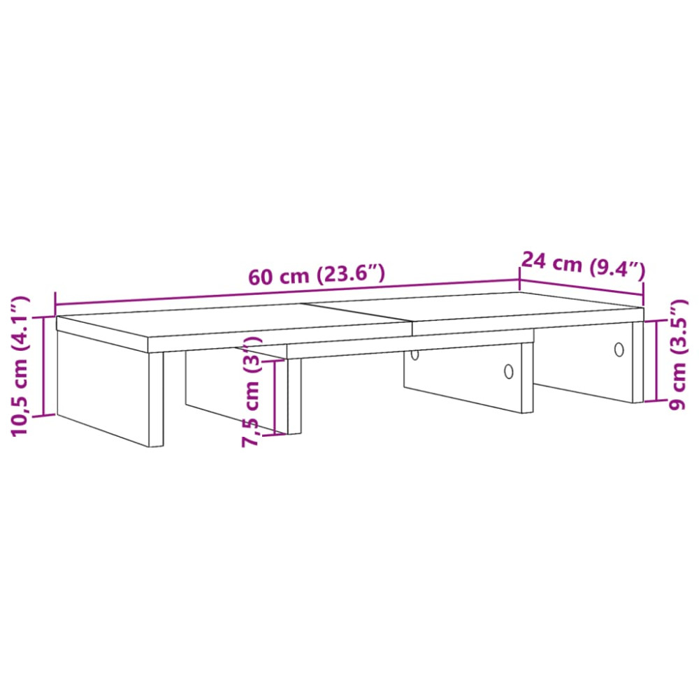 Produktbild för Skärmställ justerbart 60x24x10,5 cm konstruerat trä vit