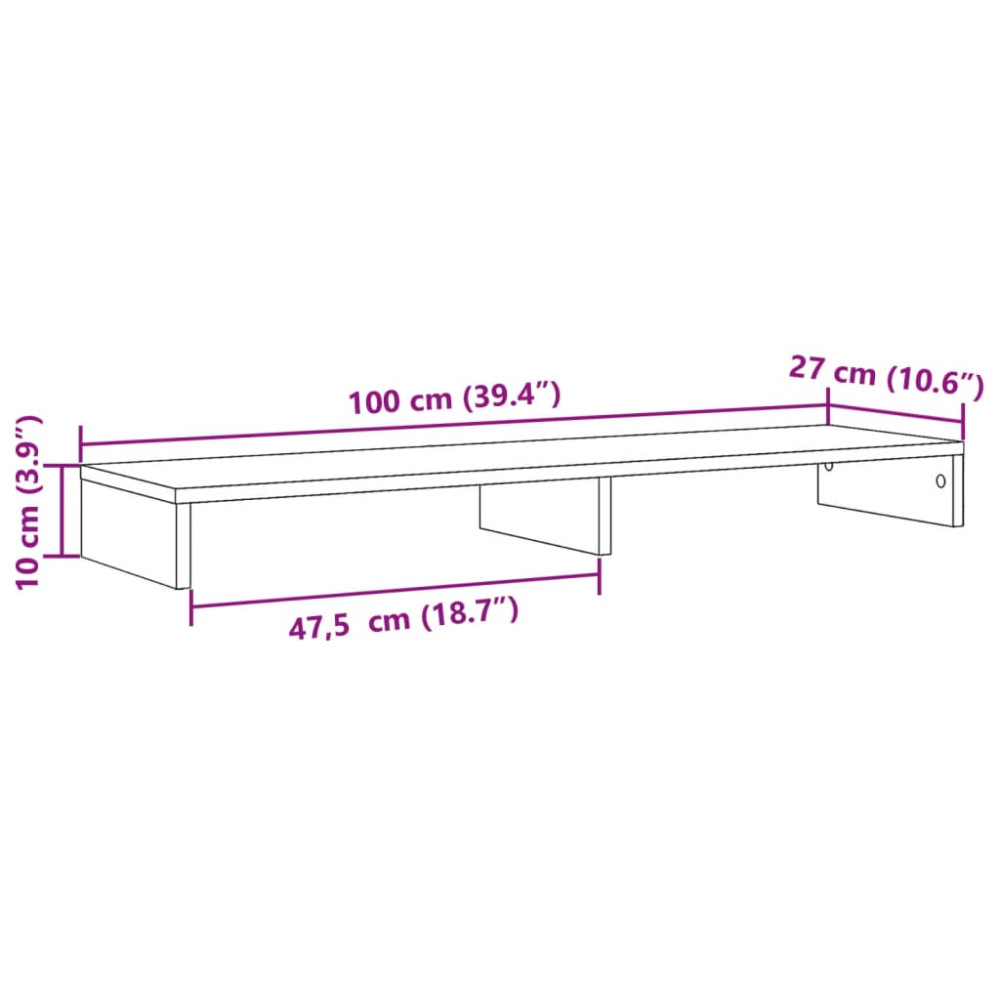 Produktbild för Skärmställ grå sonoma 100x27x10 cm konstruerat trä