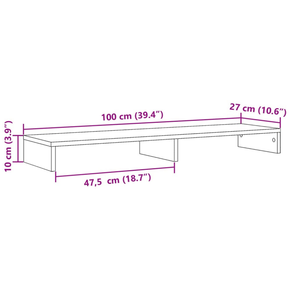 Produktbild för Skärmställ ek 100x27x10 cm konstruerat trä