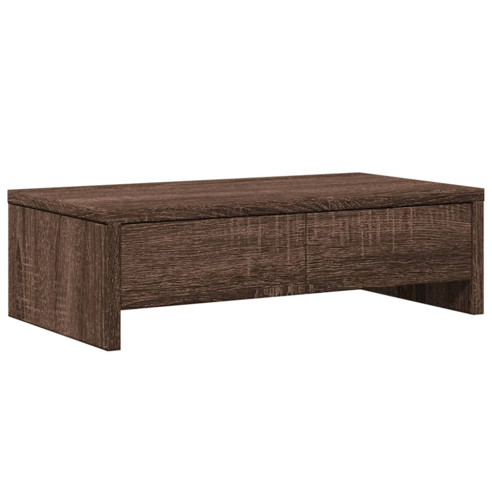 Produktbild för Skärmställ med lådor brun ek 50x27x15 cm konstruerat trä
