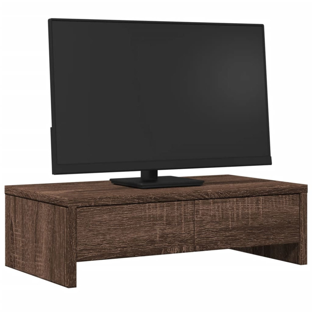 Produktbild för Skärmställ med lådor brun ek 50x27x15 cm konstruerat trä