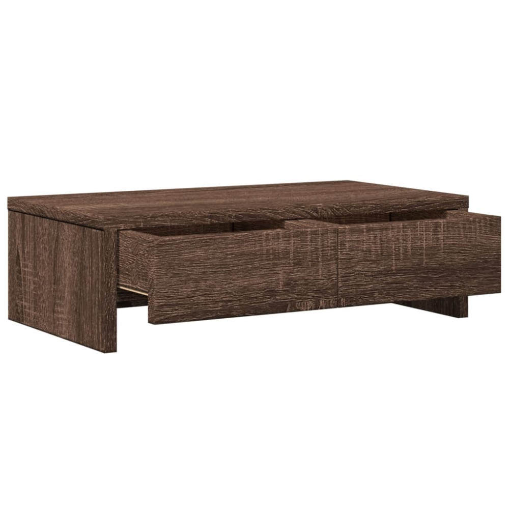 Produktbild för Skärmställ med lådor brun ek 50x27x15 cm konstruerat trä