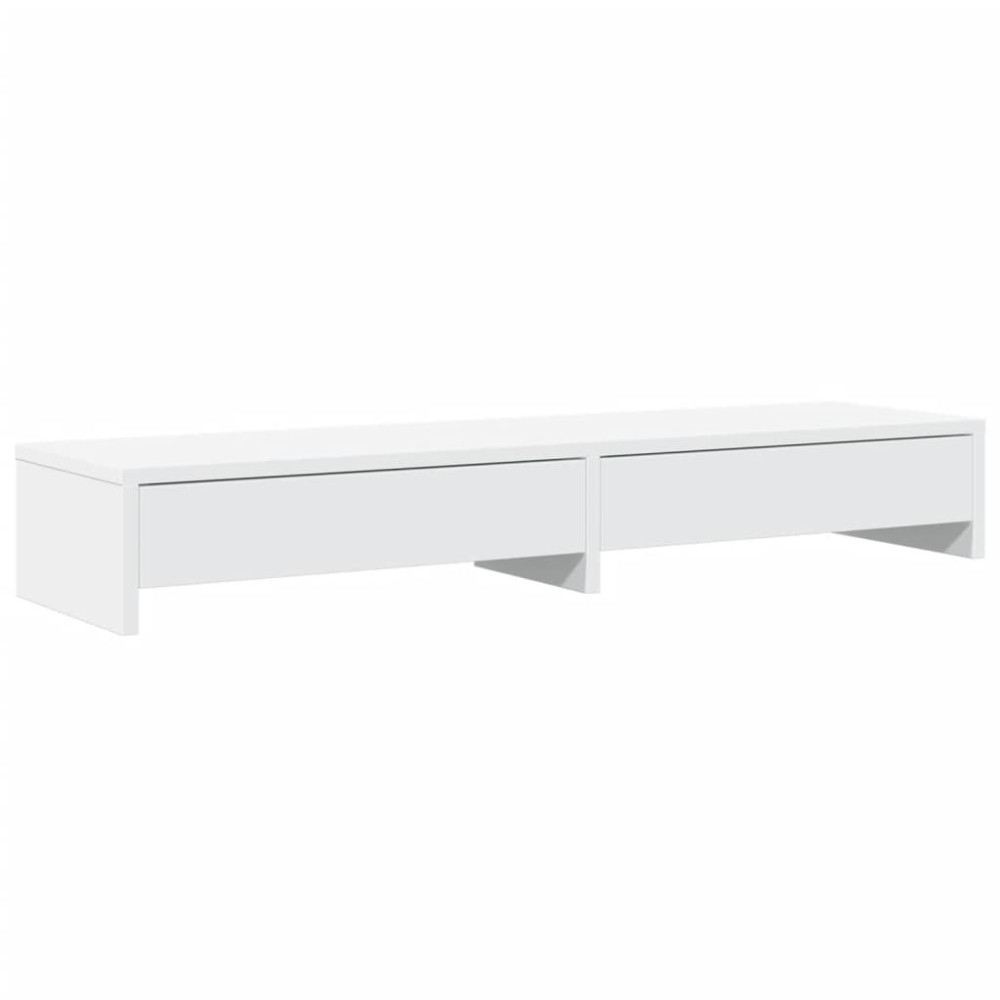 Produktbild för Monitorstativ med lådor vit 100x27x15 cm konstruerat trä