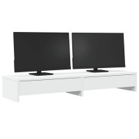 Produktbild för Monitorstativ med lådor vit 100x27x15 cm konstruerat trä