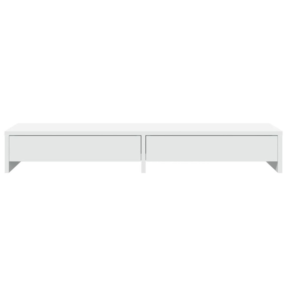 Produktbild för Monitorstativ med lådor vit 100x27x15 cm konstruerat trä