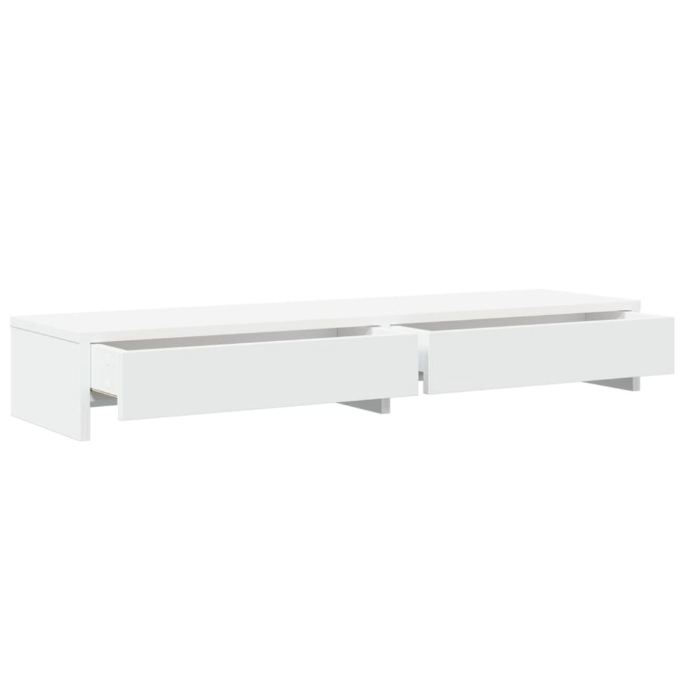 Produktbild för Monitorstativ med lådor vit 100x27x15 cm konstruerat trä