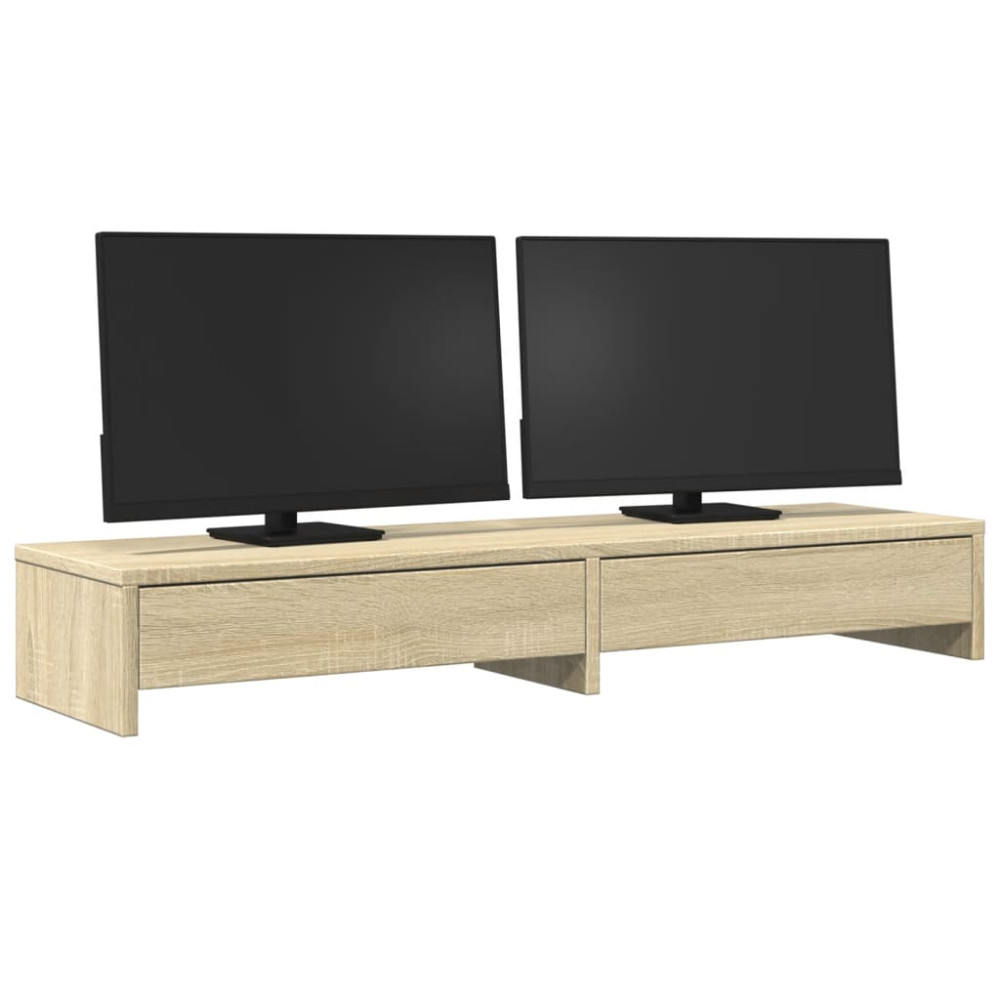Produktbild för Monitorstativ med lådor Sonoma ek 100x27x15 cm konstruerat trä