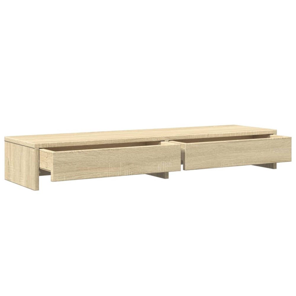 Produktbild för Monitorstativ med lådor Sonoma ek 100x27x15 cm konstruerat trä