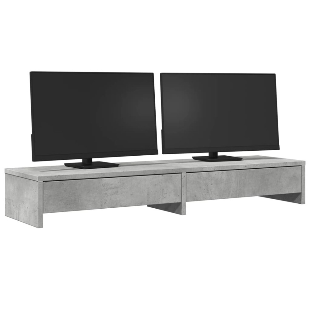 Produktbild för Skärmställ med lådor betonggrå 100x27x15 cm konstruerat trä
