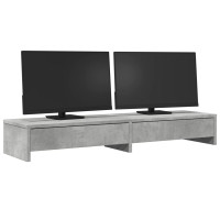 Produktbild för Skärmställ med lådor betonggrå 100x27x15 cm konstruerat trä