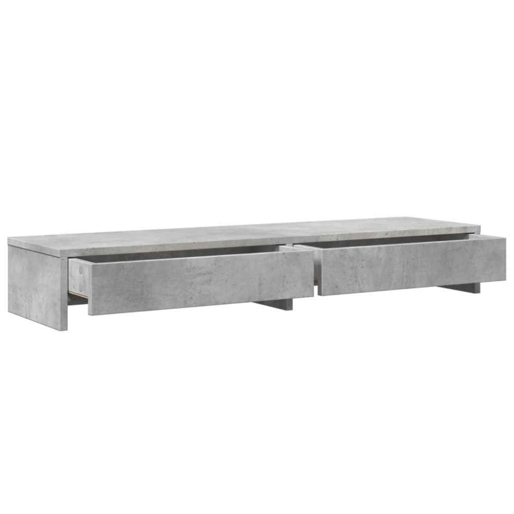 Produktbild för Skärmställ med lådor betonggrå 100x27x15 cm konstruerat trä