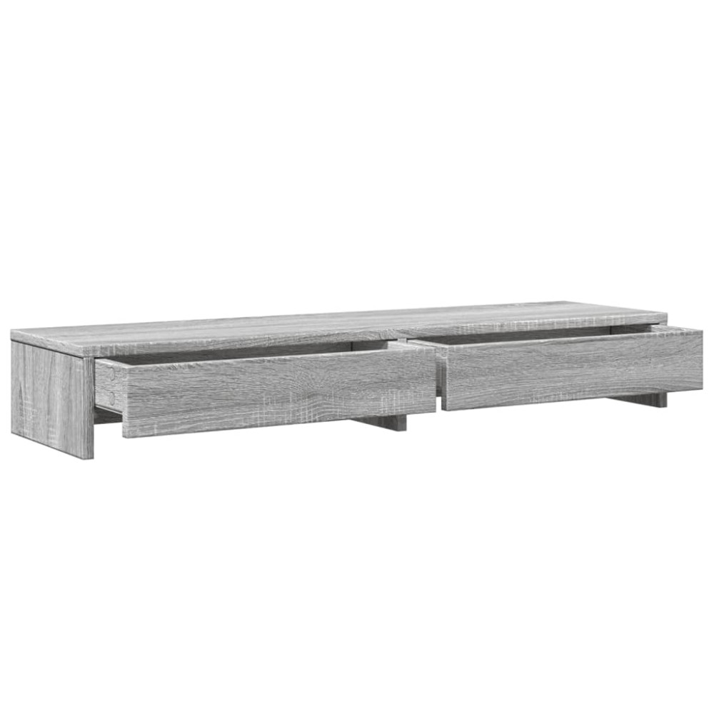 Produktbild för Skärmställ med lådor grå sonoma 100x27x15 cm konstruerat trä