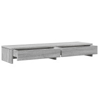 Produktbild för Skärmställ med lådor grå sonoma 100x27x15 cm konstruerat trä