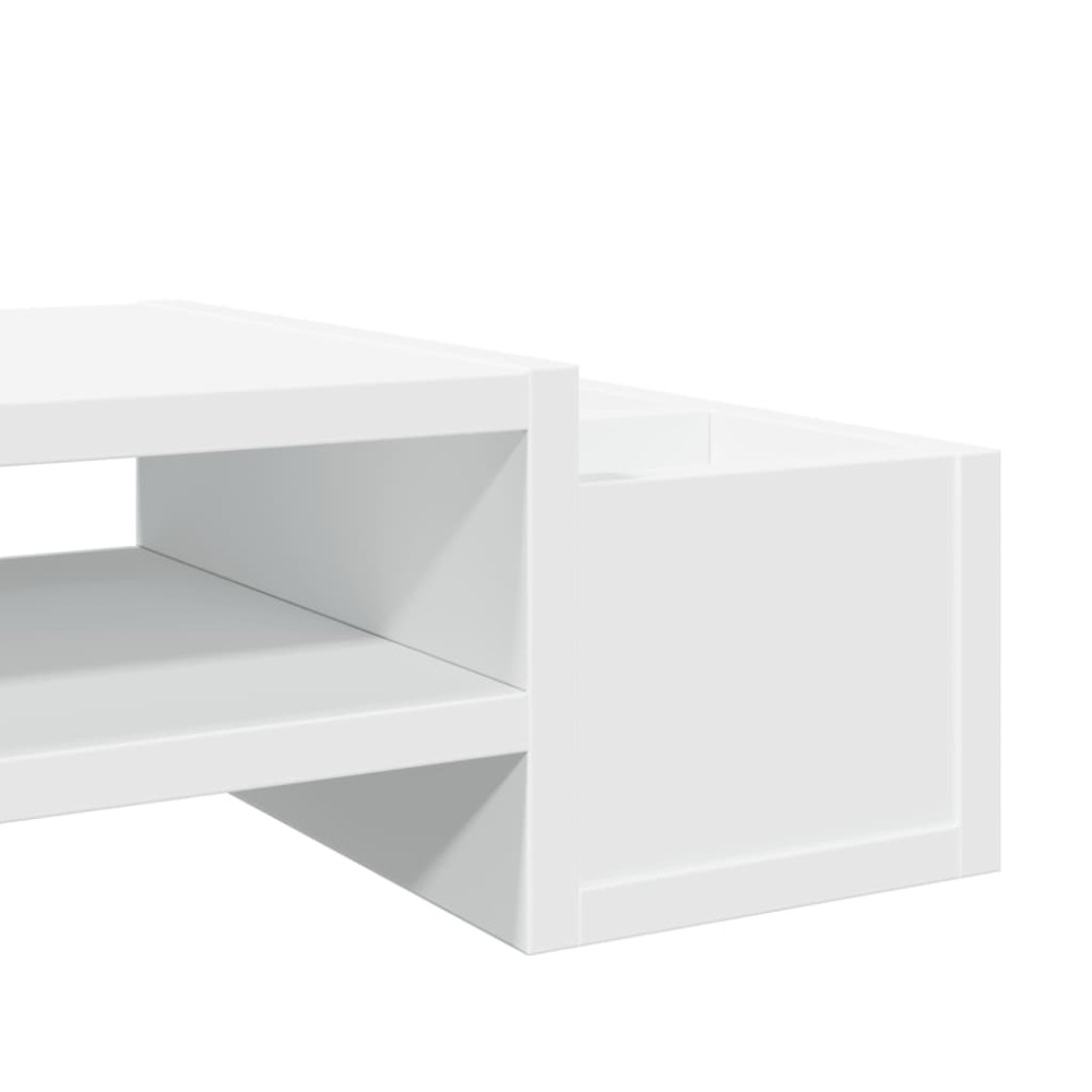Produktbild för Skärmställ med förvaring vit 70x27x15 cm konstruerat trä