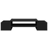 Produktbild för Skärmställ med förvaring svart 70x27x15 cm konstruerat trä