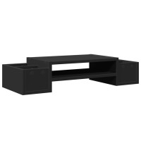 Produktbild för Skärmställ med förvaring svart 70x27x15 cm konstruerat trä