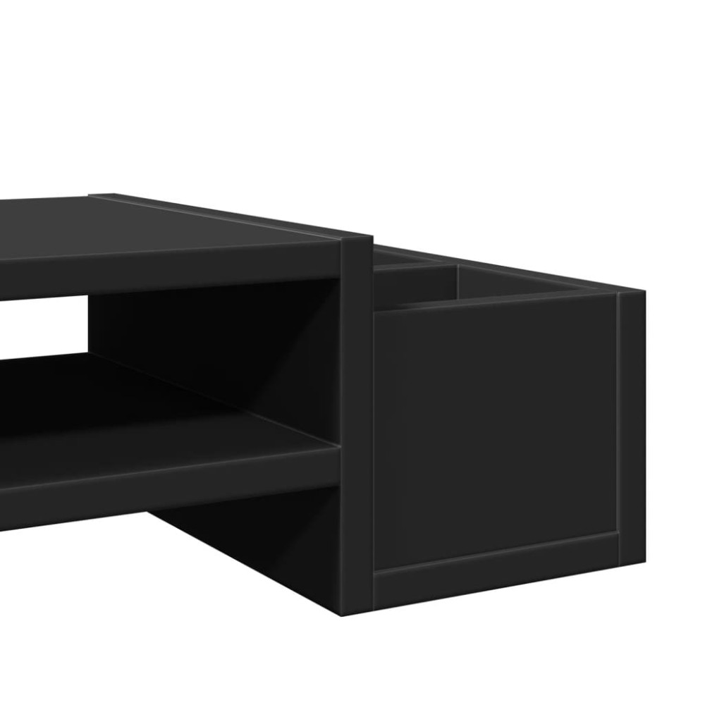 Produktbild för Skärmställ med förvaring svart 70x27x15 cm konstruerat trä
