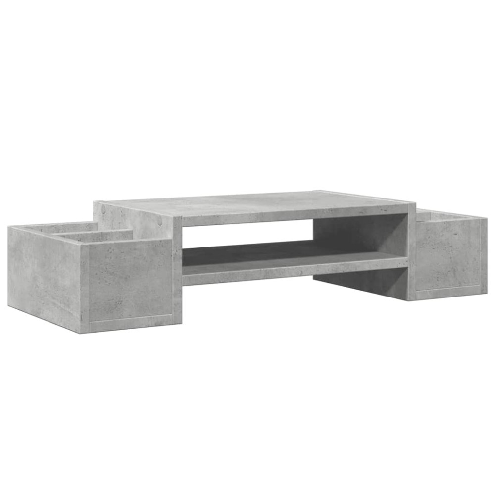 Produktbild för Skärmställ med förvaring betonggrå 70x27x15 cm konstruerat trä