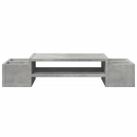 Produktbild för Skärmställ med förvaring betonggrå 70x27x15 cm konstruerat trä