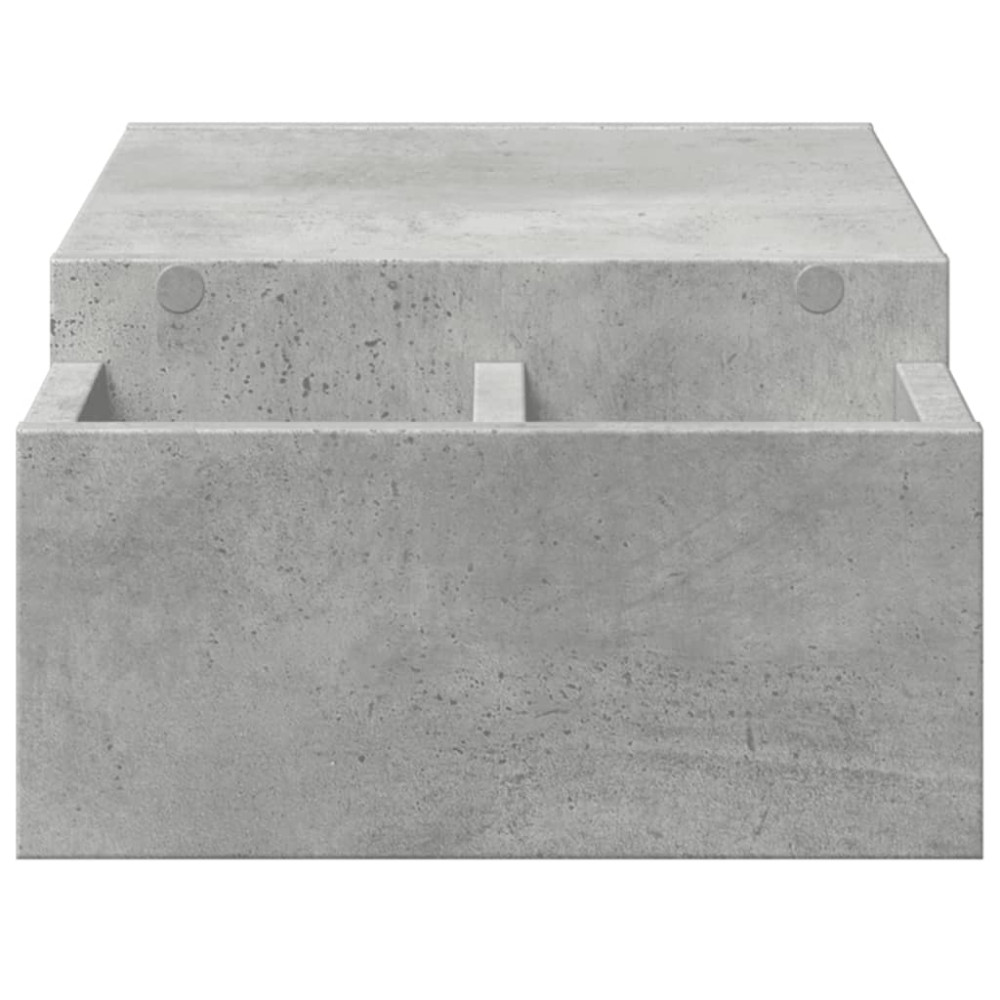 Produktbild för Skärmställ med förvaring betonggrå 70x27x15 cm konstruerat trä
