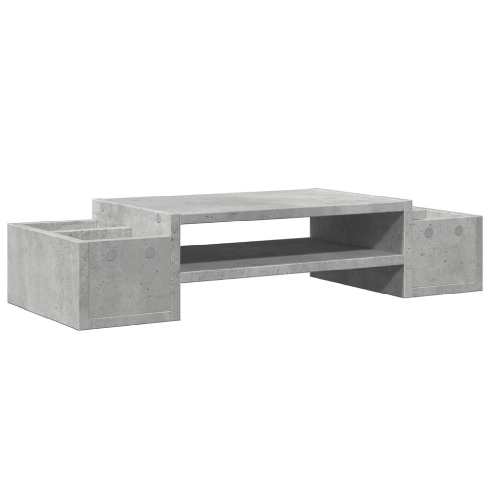 Produktbild för Skärmställ med förvaring betonggrå 70x27x15 cm konstruerat trä
