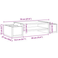 Produktbild för Skärmställ med förvaring betonggrå 70x27x15 cm konstruerat trä