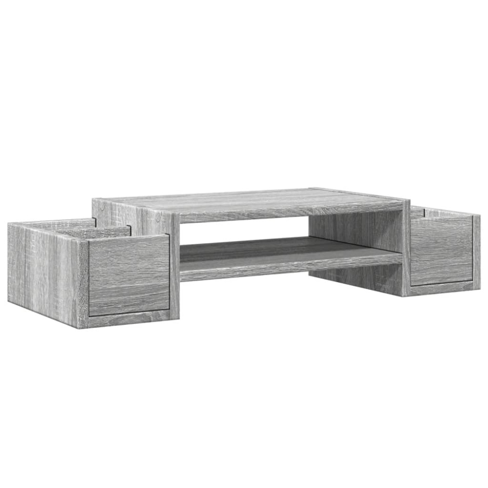 Produktbild för Skärmställ med förvaring grå sonoma 70x27x15 cm konstruerat trä