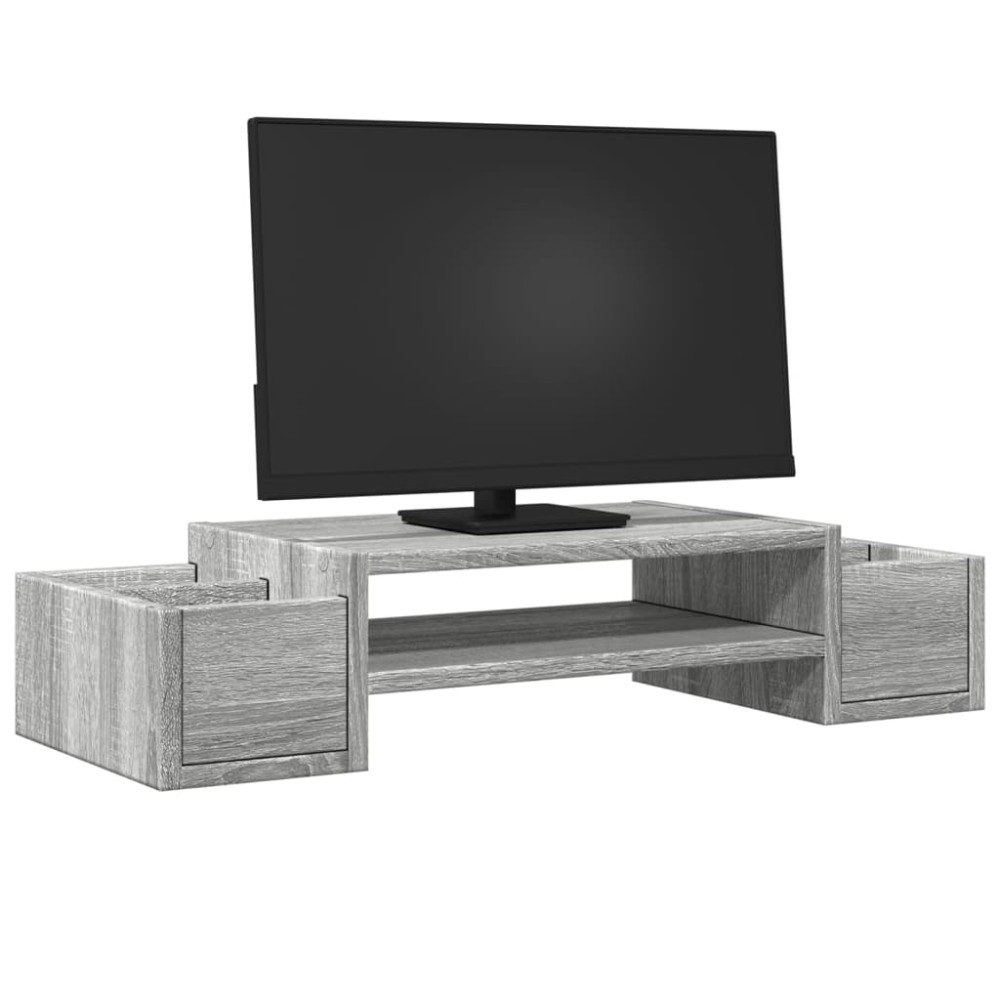 Produktbild för Skärmställ med förvaring grå sonoma 70x27x15 cm konstruerat trä
