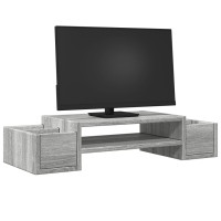 Produktbild för Skärmställ med förvaring grå sonoma 70x27x15 cm konstruerat trä