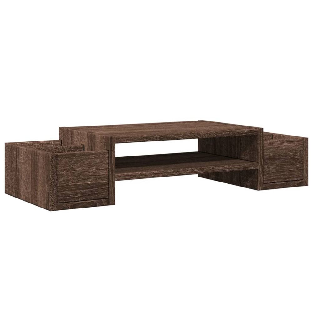 Produktbild för Skärmställ med förvaring brun ek 70x27x15 cm konstruerat trä