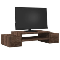 Produktbild för Skärmställ med förvaring brun ek 70x27x15 cm konstruerat trä