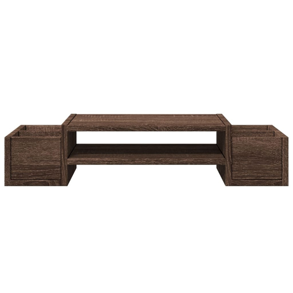 Produktbild för Skärmställ med förvaring brun ek 70x27x15 cm konstruerat trä