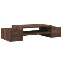 Produktbild för Skärmställ med förvaring brun ek 70x27x15 cm konstruerat trä