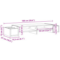 Produktbild för Skärmställ med förvaring sonoma-ek 100x27x15 cm konstruerat trä