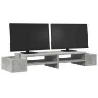 Produktbild för Skärmställ med förvaring betonggrå 100x27x15 cm konstruerat trä
