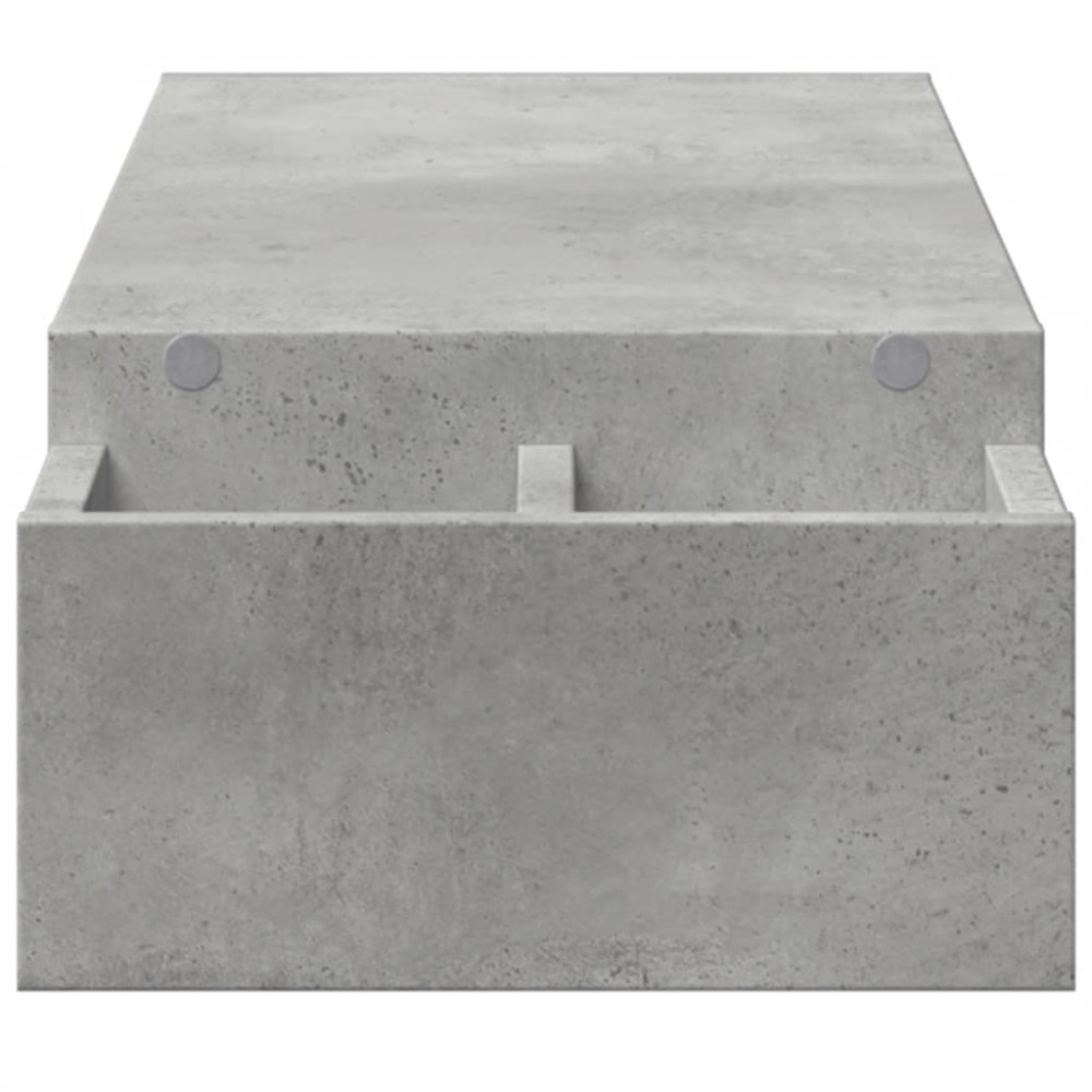 Produktbild för Skärmställ med förvaring betonggrå 100x27x15 cm konstruerat trä