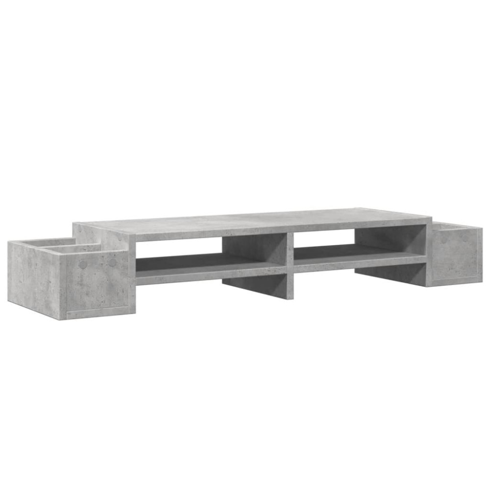 Produktbild för Skärmställ med förvaring betonggrå 100x27x15 cm konstruerat trä