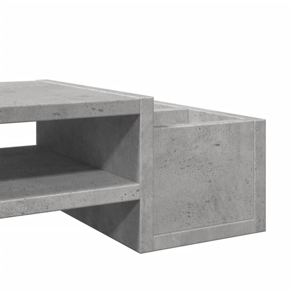 Produktbild för Skärmställ med förvaring betonggrå 100x27x15 cm konstruerat trä